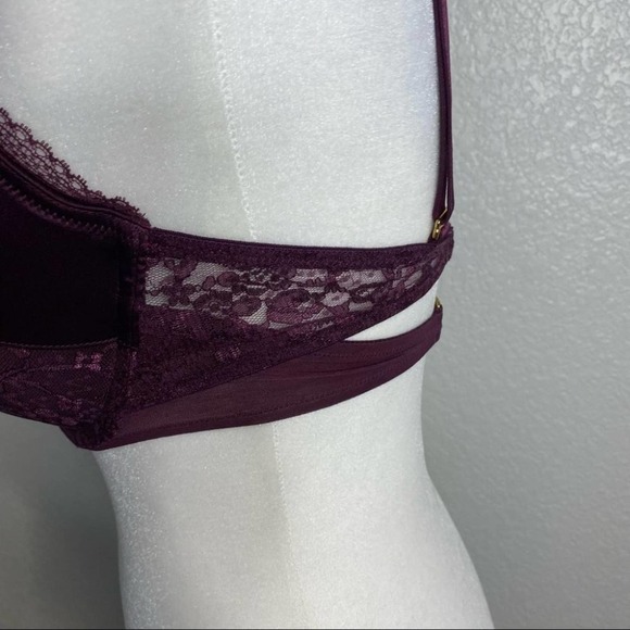 Victoria's Secret Women Push-Up Bra Burgundy Lace Double Strap Size 34DD - Picture 11 of 16